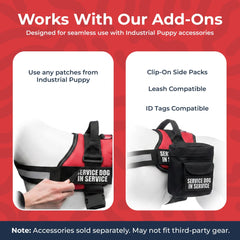 Industrial Puppy service dog training vest harness with a close view of its padded mesh.