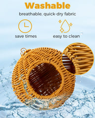 Jevnd bird nest hammock showing the metal hook and chain attachment.