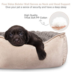 JOEJOY Rectangle Dog Bed showing the lowered front edge for easier access.