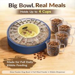 KADTC slow feeder dog bowl showing the adjustable food flow.