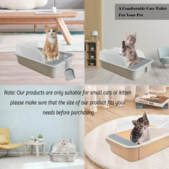 kathson cat litter box close-up showing the three high sides around the tray.