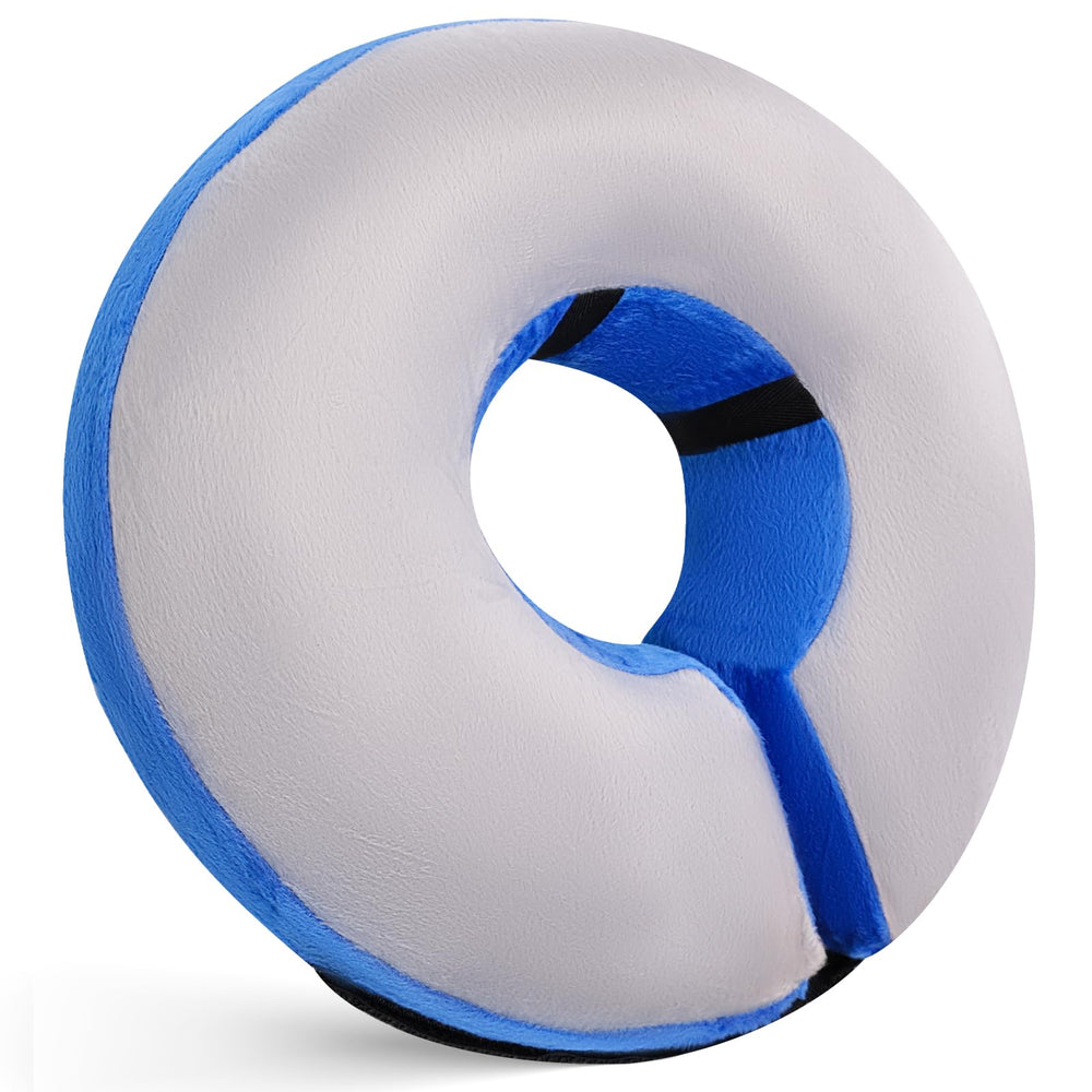 Katoggy inflatable cone collar shown from the front with its plush outer cover.