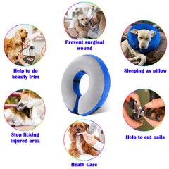 Katoggy inflatable cone collar shown open to reveal the removable inner.