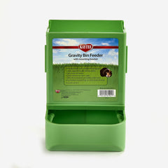 Kaytee Gravity Bin Feeder With Bracket Assorted showing its snap-lock bracket.