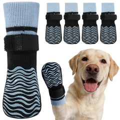 Kuoser dog socks shown from the front to display their overall paw-cover design.