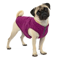 Kurgo Core Sweater detail showing its neck zipper and chest closure.