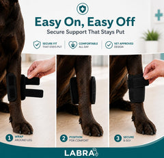Labra Dog Front Leg Brace adjustable straps shown close up.