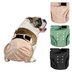 Langsprit female dog diaper shown from the front with its no-tail-hole design.
