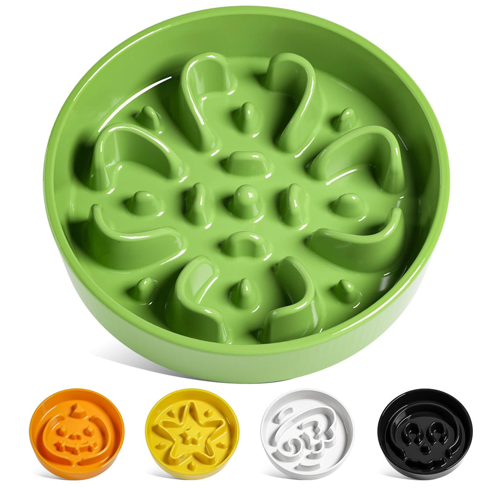 LE TAUCI ceramic slow feeder dog bowl shown from the front.