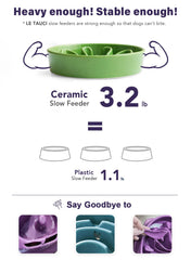 LE TAUCI ceramic slow feeder dog bowl shown from an alternate angle.