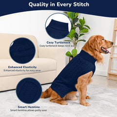 Lorehelina dog sweater in blue, highlighting its cable-knit appearance.