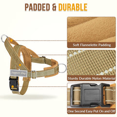 Lukovee dog harness shown with its back leash attachment ring.
