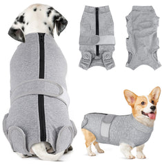 Lukovee dog recovery suit shown from the front.
