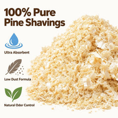 Close-up of the natural wood texture of MAIDIWUDI Radiata pine shavings bedding.