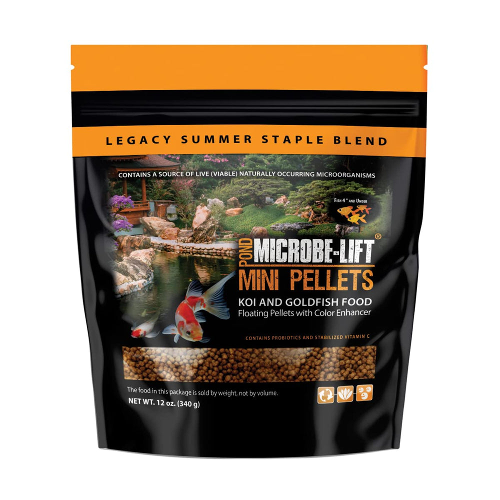 MICROBE-LIFT Mini Floating Fish Food Pellets shown with the front of the package.
