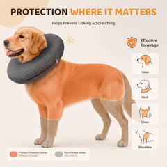 MIDOG inflatable dog collar adjustable strap shown for securing the fit.