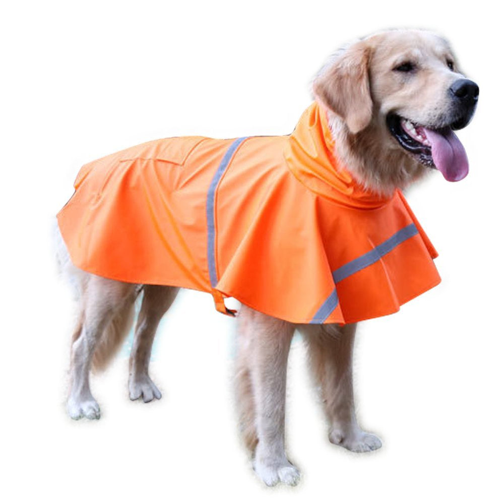 NACOCO dog raincoat shown from the front in orange.