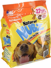 Nylabone Natural Nubz edible dog chews shown with their value pack packaging.