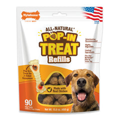 Front view of the Nylabone Pop-In Treat-Toy Refill Chews package.