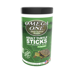 Omega One Adult Turtle Sticks shown from the front of the package.