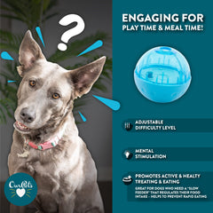 Our Pets IQ Treat Ball opened to show its interior disc.