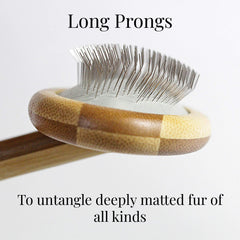 Outlavish wire carding brush close-up showing the long, slightly kinked bristles.