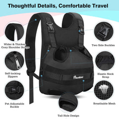 Pawaboo dog front carrier backpack showing its mesh fabric and sponge lining.