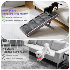 Pawaboo dog ramp close-up showing the solid wood frame.