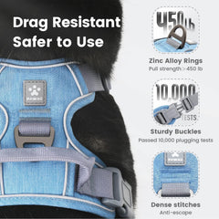 Pawaii no-pull dog harness reflective strips for low-light visibility.