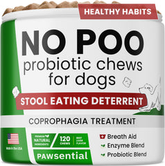 Pawsential No Poo Chews shown in a front product view.