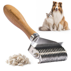 PAWSHOLIC undercoat rake and dematting comb shown from the front.