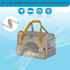 Pesen Soft Cat Carrier showing its zipper closures across the three exits.