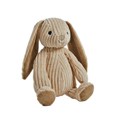 Pet Lou corduroy rabbit dog and cat toy shown from the front in creamy white.
