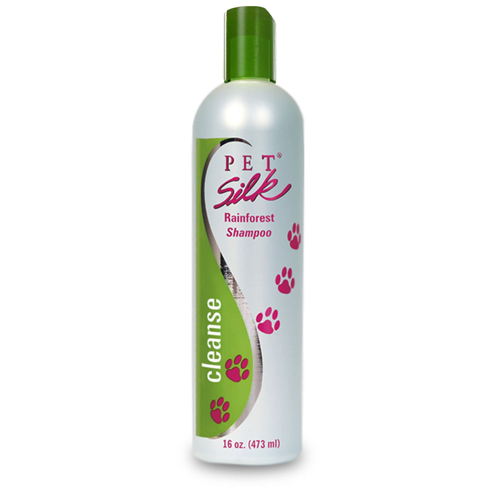 PET SILK Rainforest Clean Shampoo bottle shown from the front.