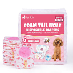 Pet Soft small female dog diaper shown from the front in red.