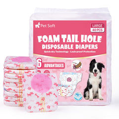 Pet Soft dog diapers shown from the front in Large red.