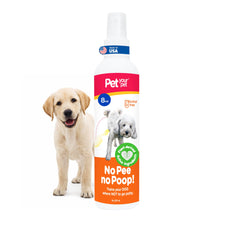 PET YOUR PET Dog Potty Training Spray bottle shown from the front.