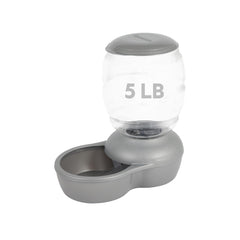 Petmate Replendish feeder shown from the front in pearl silver grey.