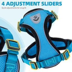 PUPTECK cat harness chest straps and adjustment points shown in detail.