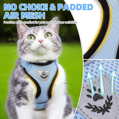 PUPTECK cat harness close-up showing its soft breathable mesh fabric.