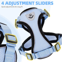 PUPTECK cat harness close-up showing its neck and chest quick-release buckles.