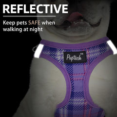PUPTECK small dog harness with reflective strips on both sides.