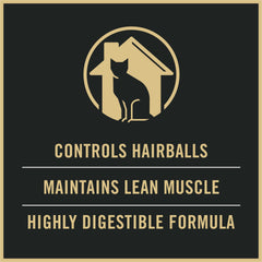Purina Pro Plan indoor cat food highlighting natural fiber for hairball control.