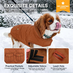 Queenmore dog jacket with its quilted polyester outer in close view.