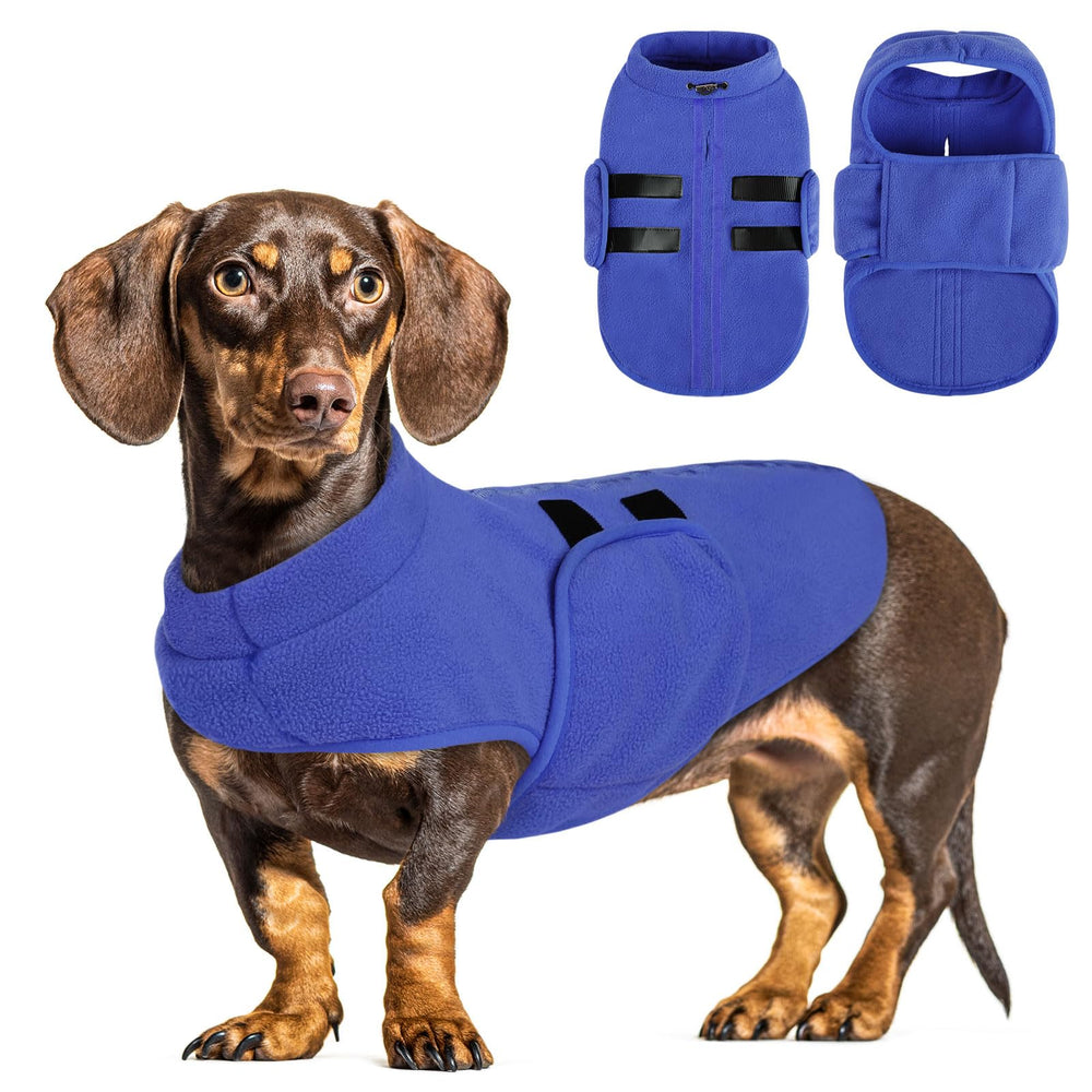 Queenmore dog sweater shown from the front as a fleece pullover vest.