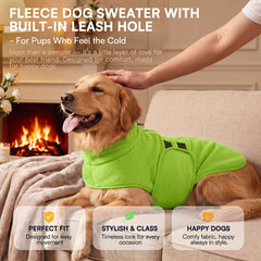 Queenmore dog sweater detail showing the leash hole on the back.