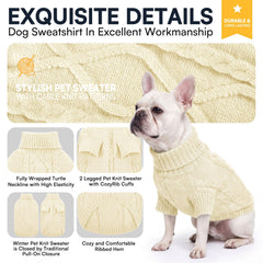 Queenmore dog sweater detail highlighting the turtleneck collar.