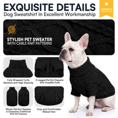Queenmore dog sweater detail highlighting the turtleneck collar.