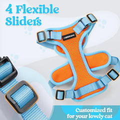 rabbitgoo Cat Harness and Leash Set close-up showing the breathable mesh and soft edges.