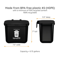 Recycling Rules Hanging Wastebasket shown from an alternate side angle.